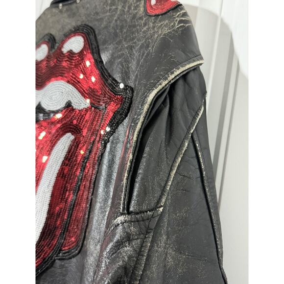 NWT 1 of a Kind MadeWorn Rolling Stones Leather Jacket - Picture 15 of 16